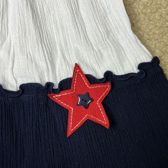 NEW Sophie Rose Girls Size 5 Dress Smocked Patriotic Stars Red White Blue - Picture 4 of 7